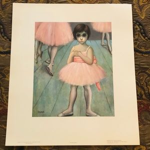 1960’s VTG Walter Margaret Keane Big Eyes Litho Print Ballerina Girl Pop Art